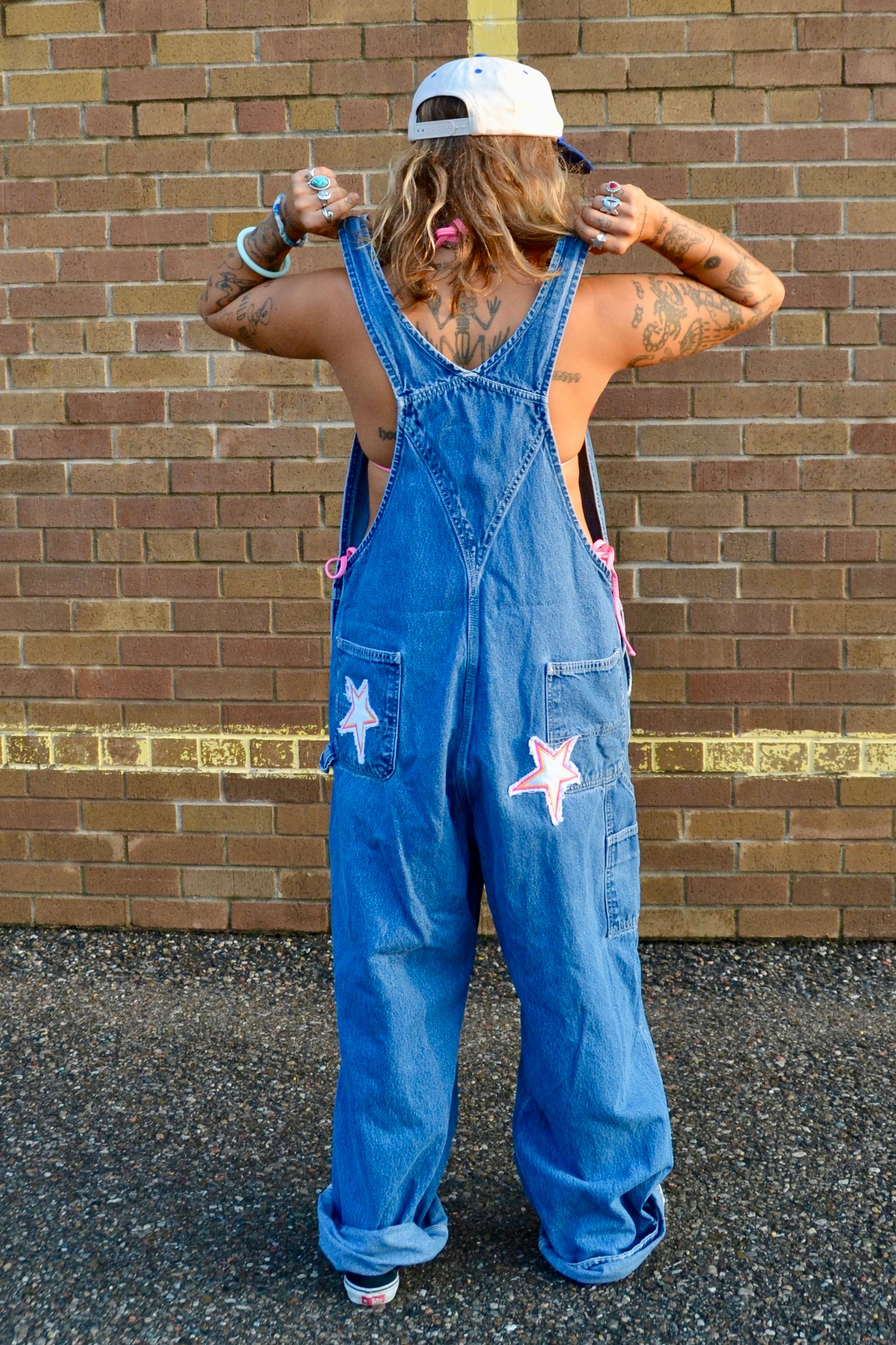 star patch overalls