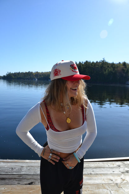 white race team hat