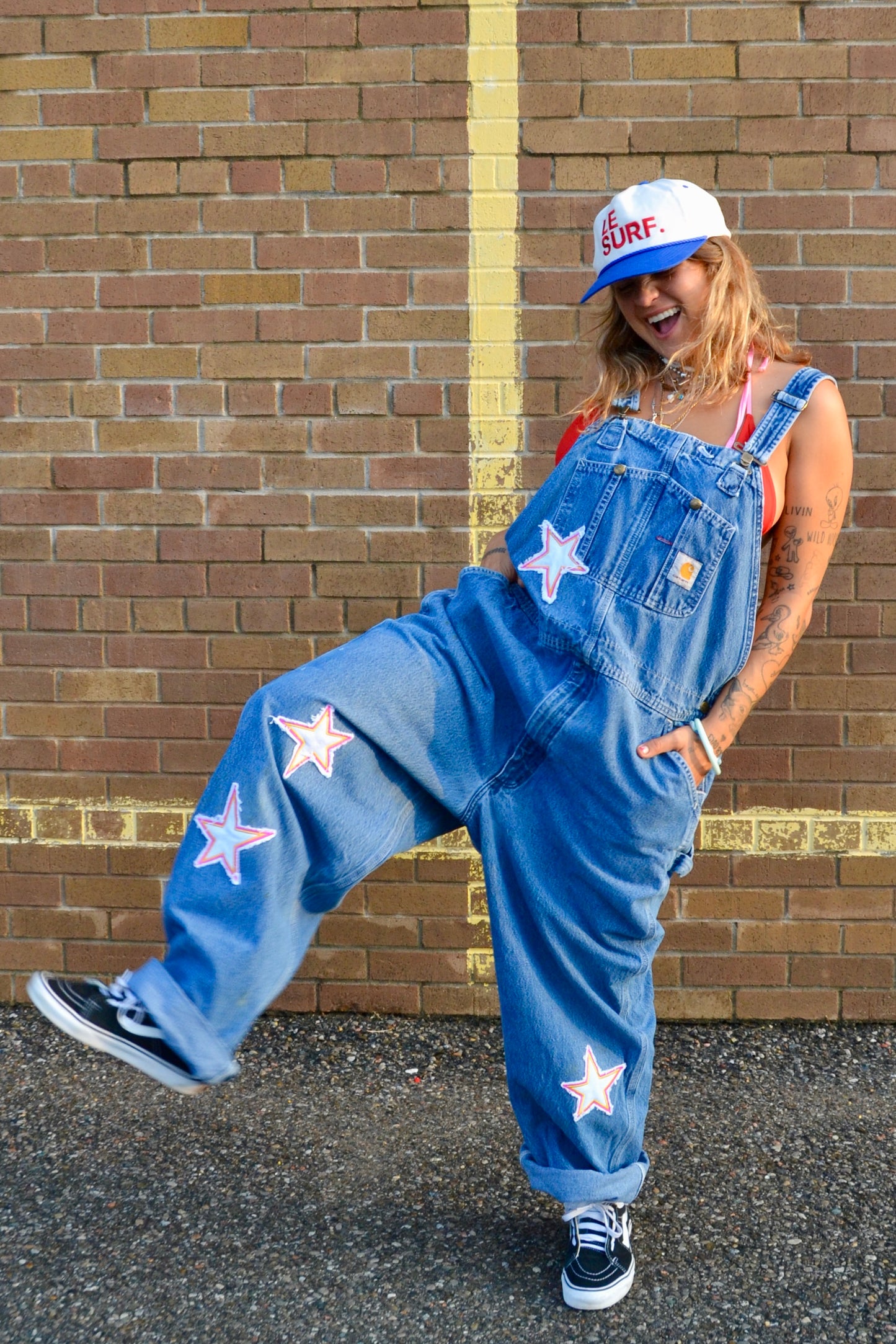 star patch overalls