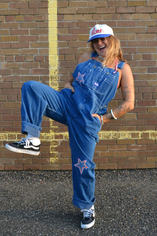 star patch overalls