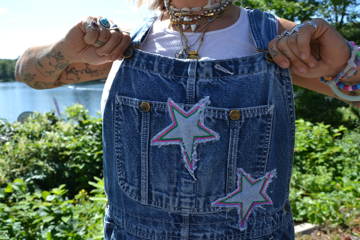 star patch overalls