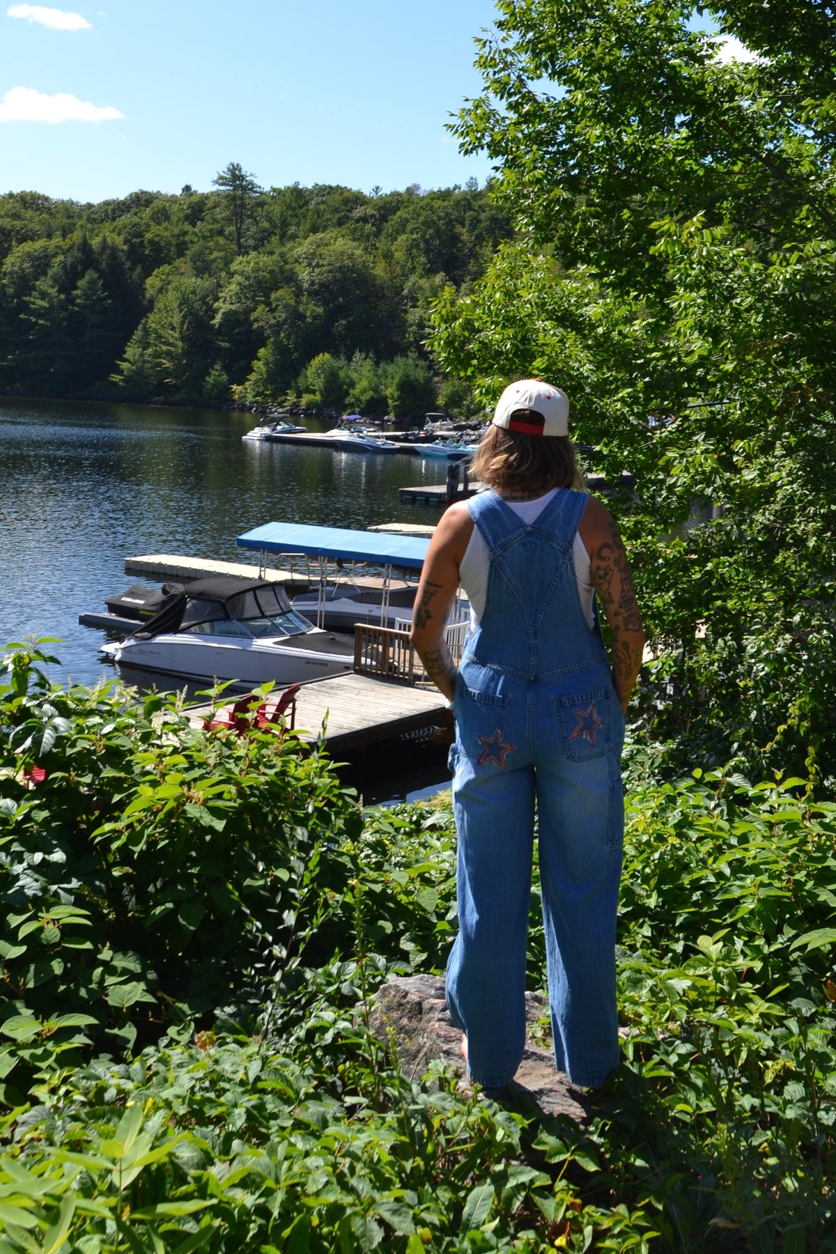 star patch overalls