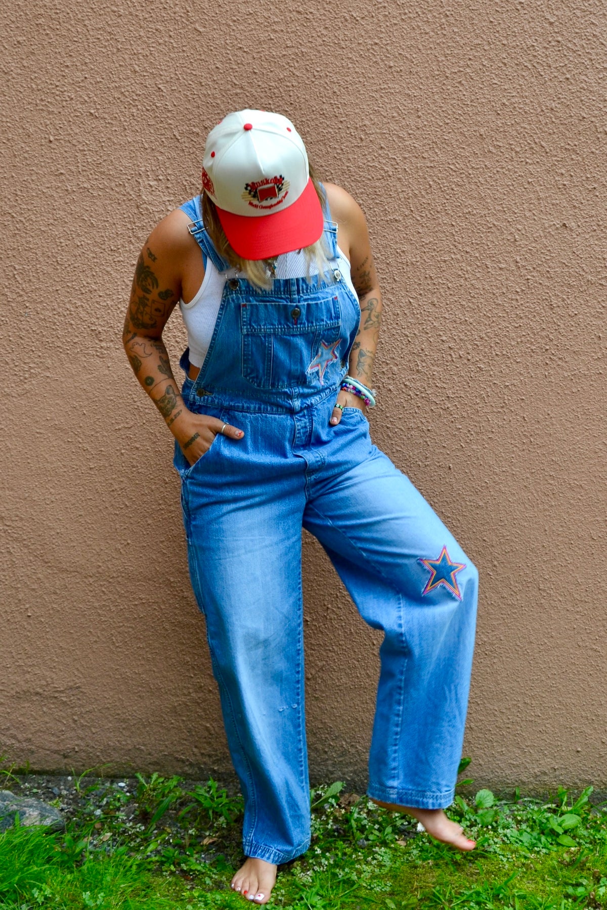 star patch overalls