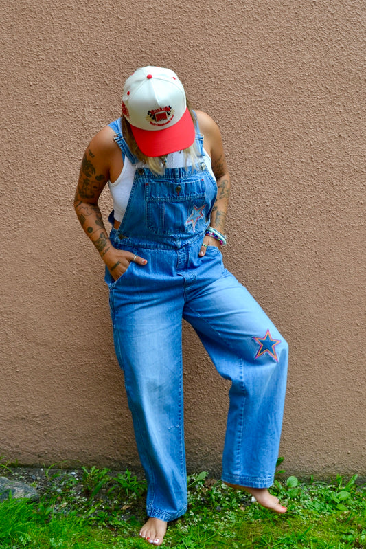 star patch overalls